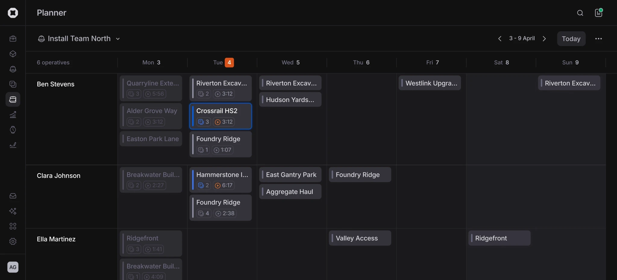 In dark mode, a drawing in Onetrace with multiple locations pinned. An orange pin for location 341 indicates “Follow up work” is needed.