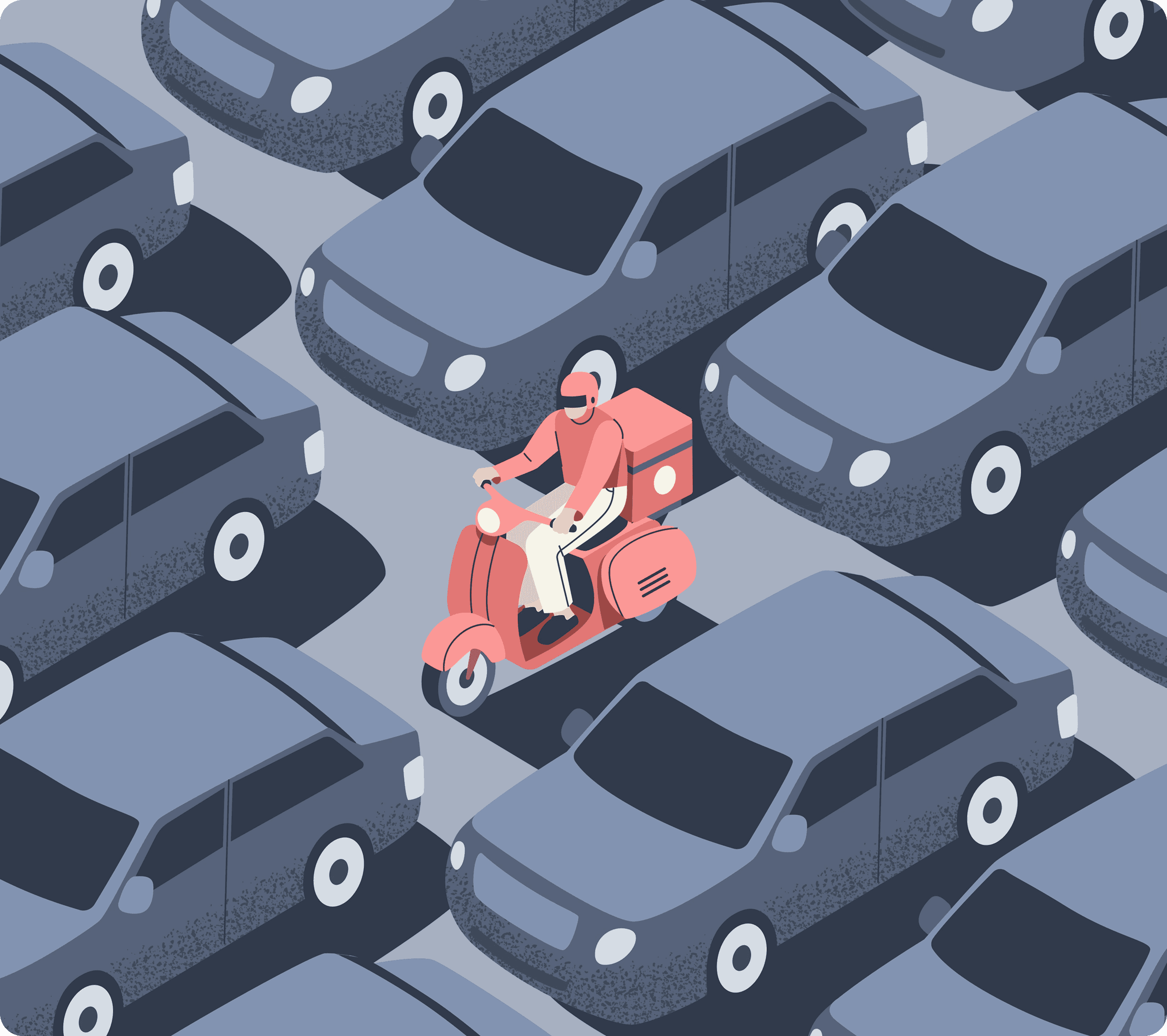 Scooter in car traffic