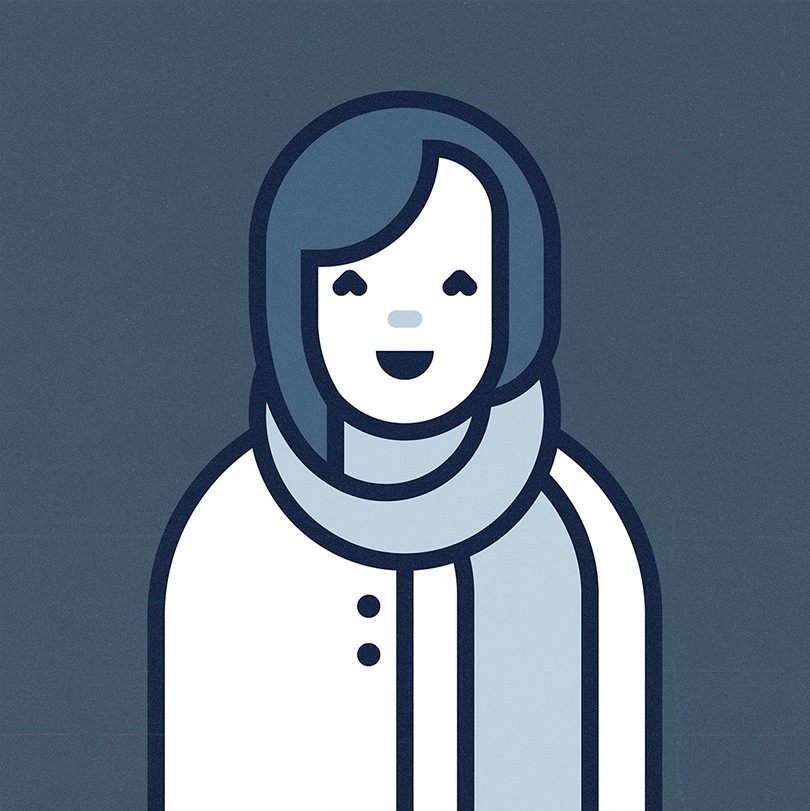 Illustration of a happy woman wearing a scarf