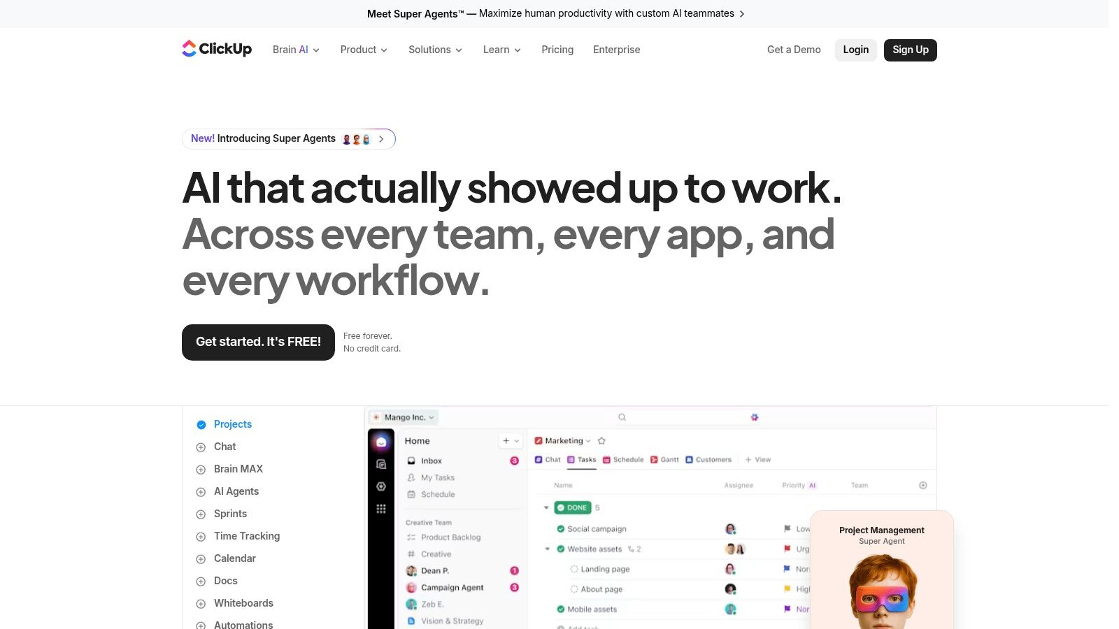 ClickUp with ClickUp AI/Brain