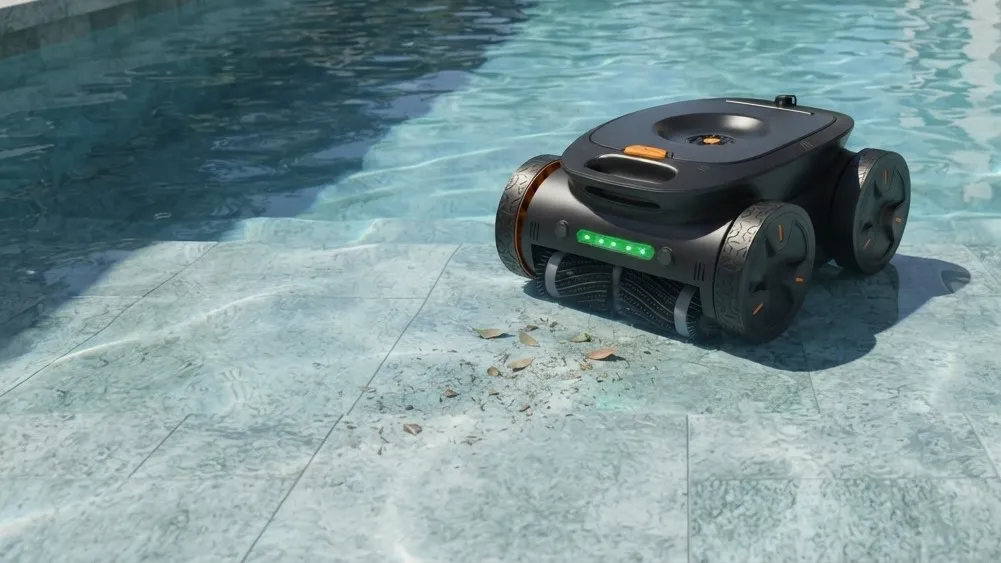 Robotic pool cleaner handling routine swimming pool maintenance