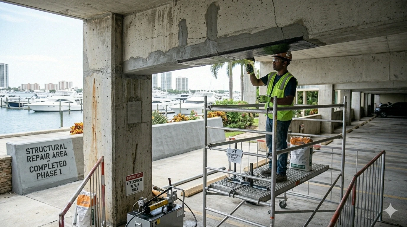 Beam slab repair Fort Lauderdale structural concrete restoration Planet Construction