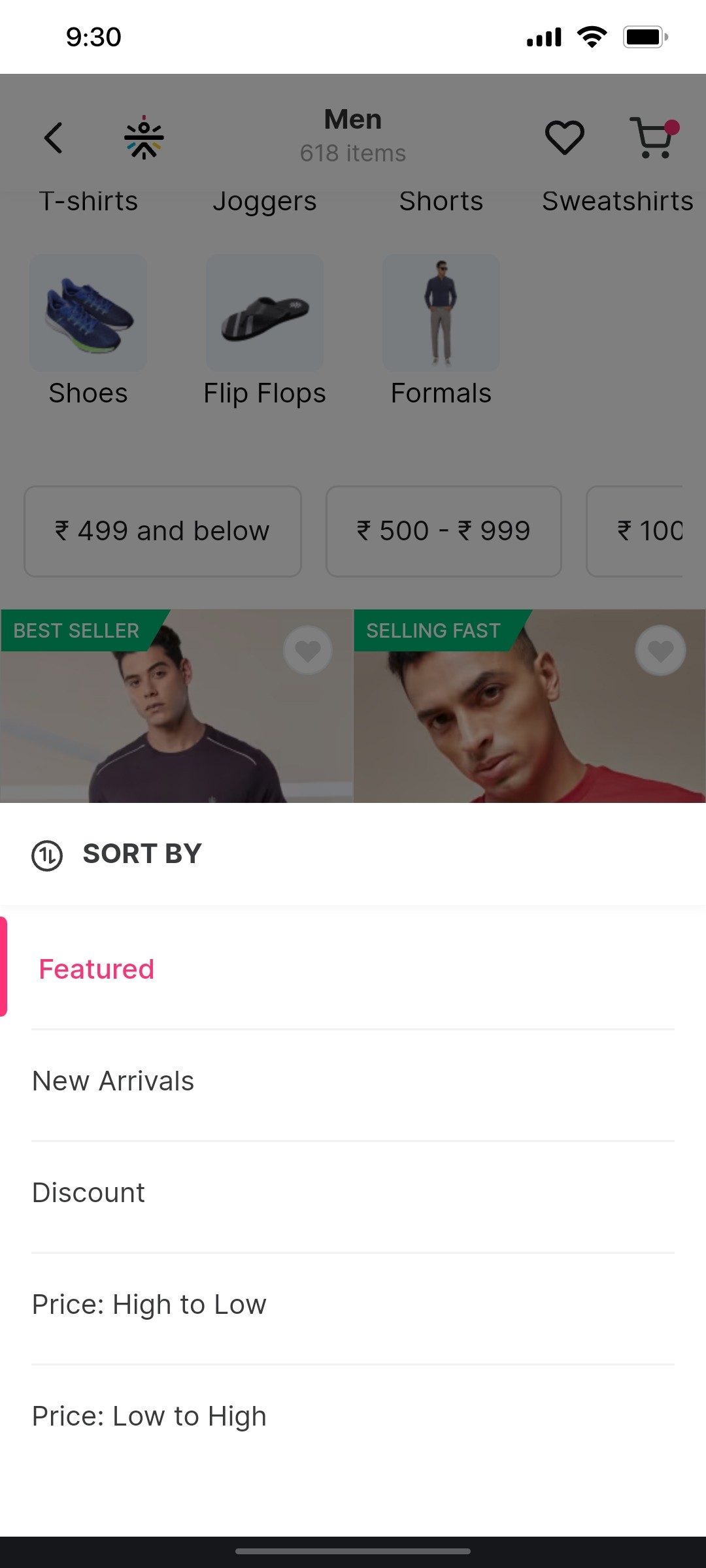 Cult.fit App Sort By Screen