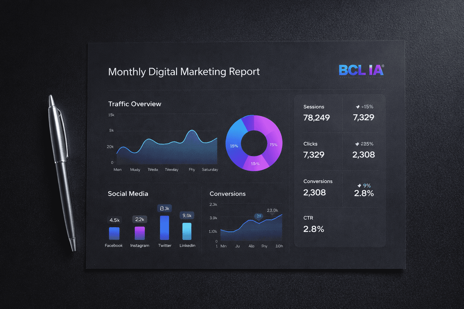 Design mockup of a dashboard