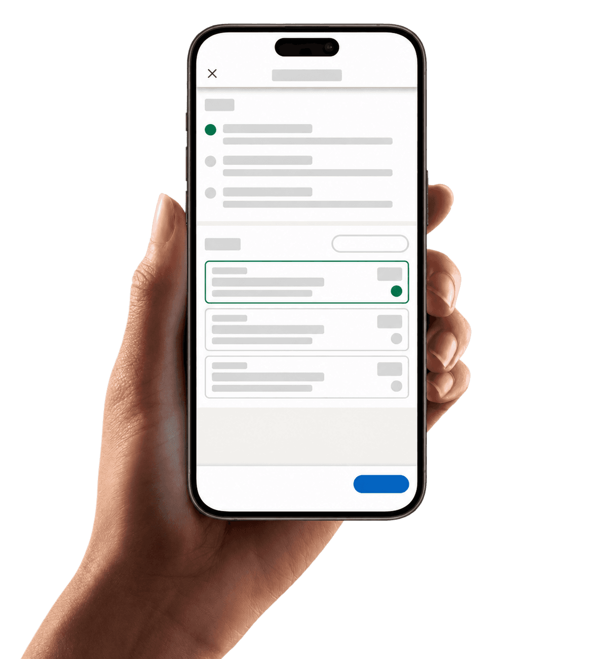 LinkedIn Boost device mockup — hand holding an iPhone, from the original portfolio