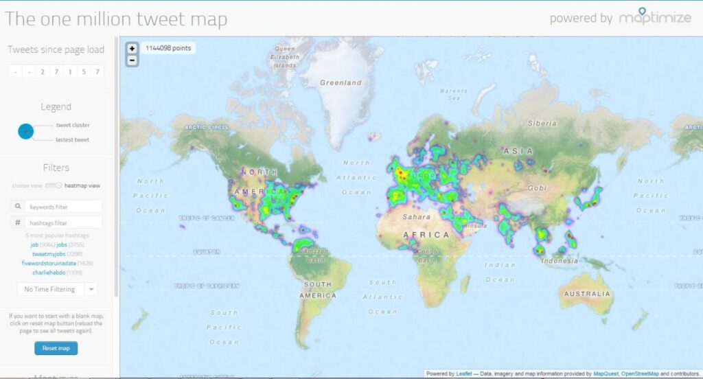 Track keywords in real-time: The One Million Tweetmap