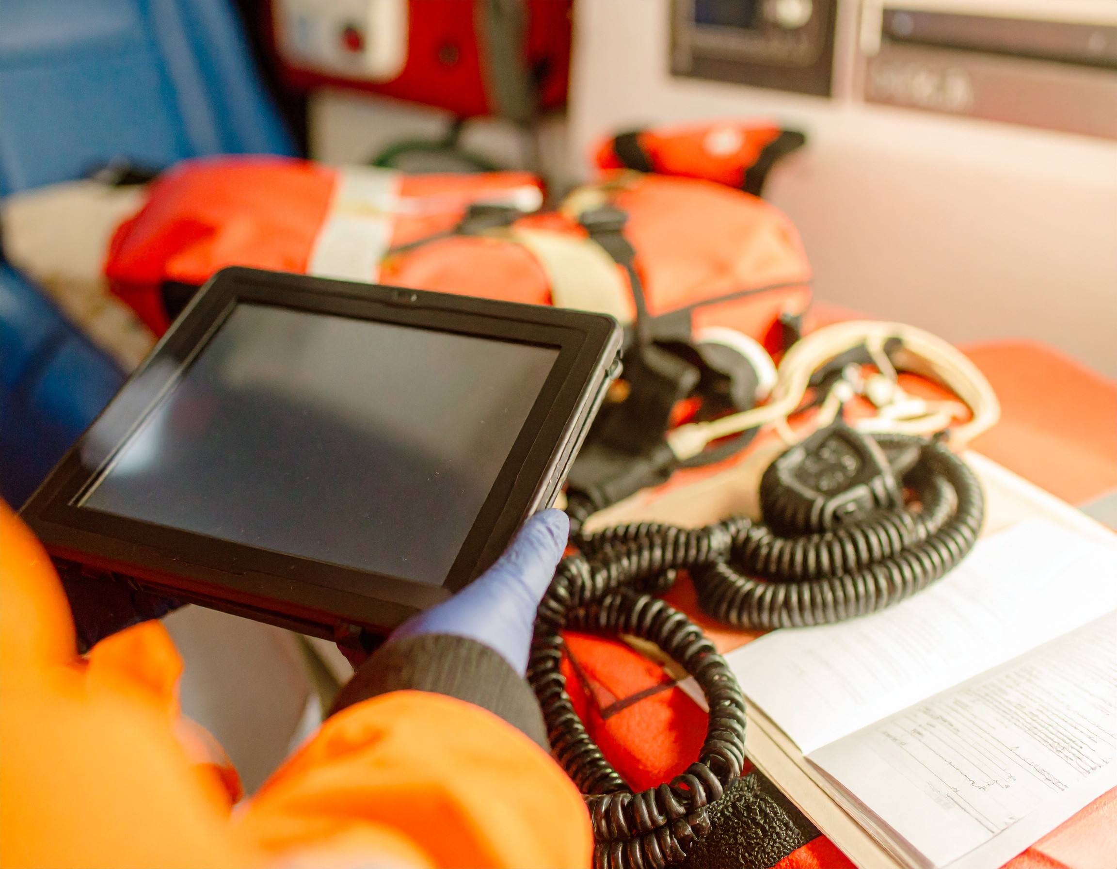 tablet and trauma bag and gear