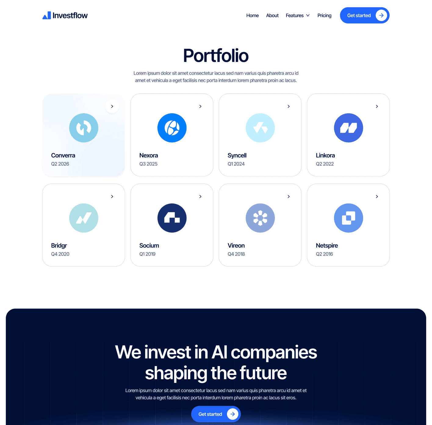 Investflow - Portfolio V2 Page - Investment Firm Framer Template