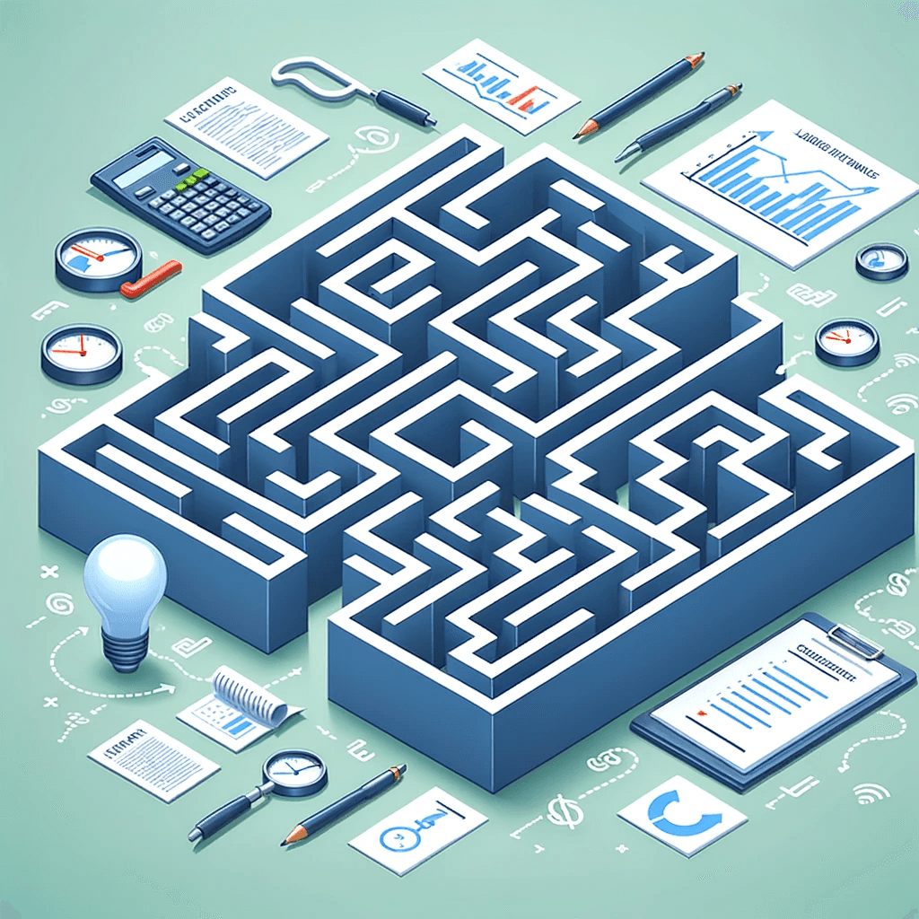 Un labyrinthe avec un chemin clair, représentant la navigation à travers les défis et la recherche de solutions.