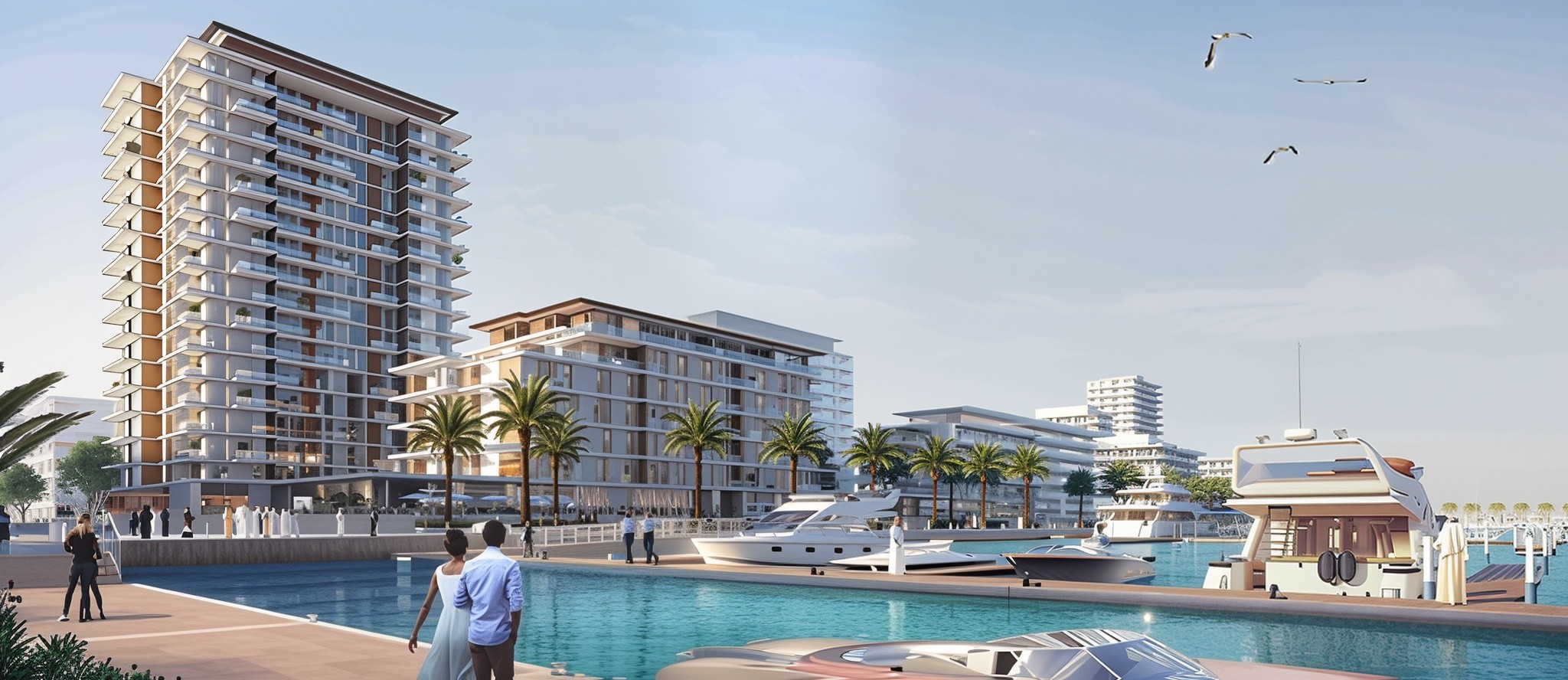 Luxurious waterfront villas at Palm Jumeirah, offering breathtaking sea views and upscale amenities for residents.