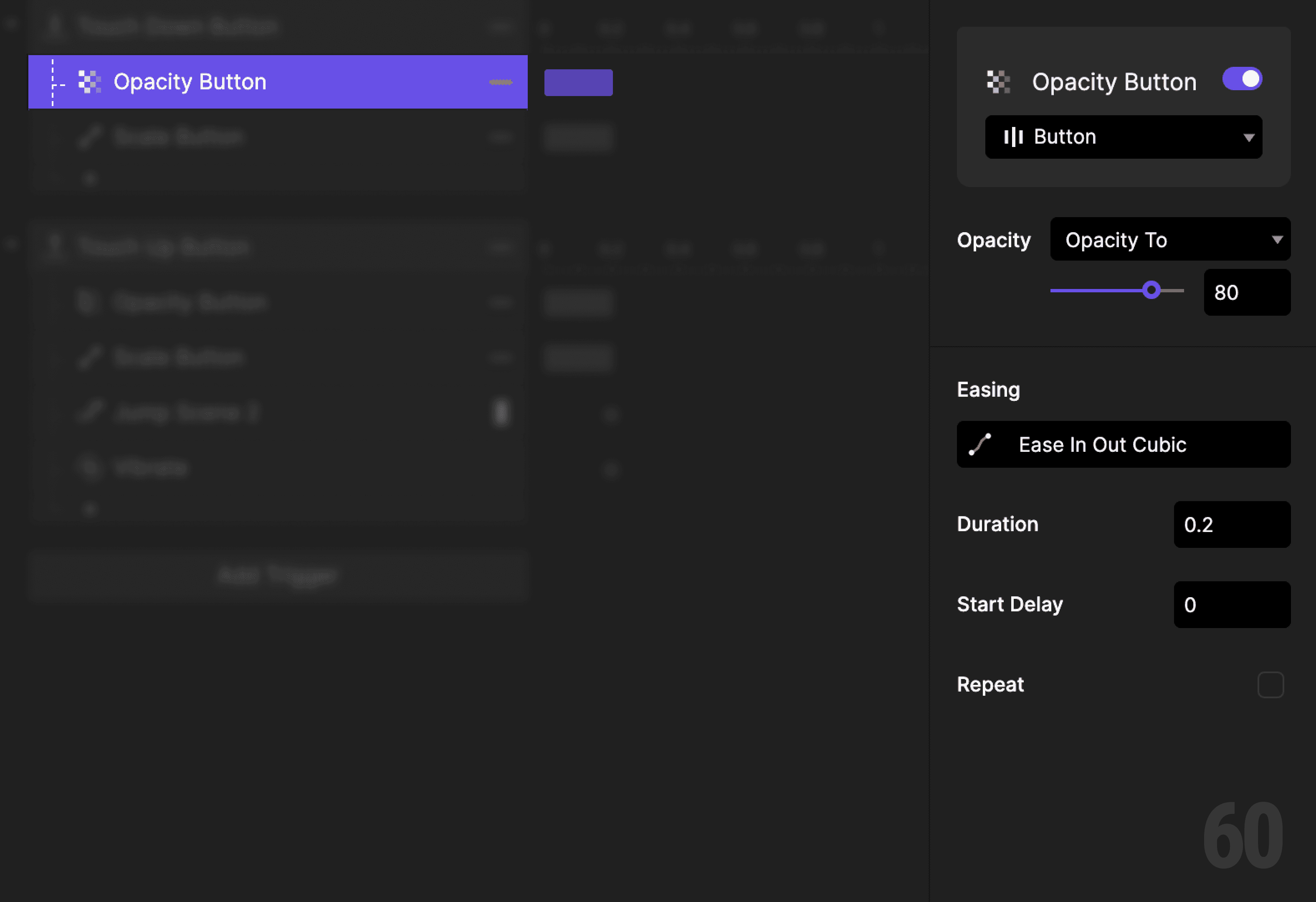 This is a screenshot of Step 2: Reduce button opacity.