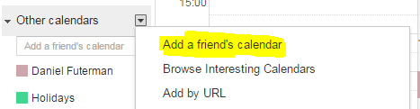 Google Calendar add friends calendar