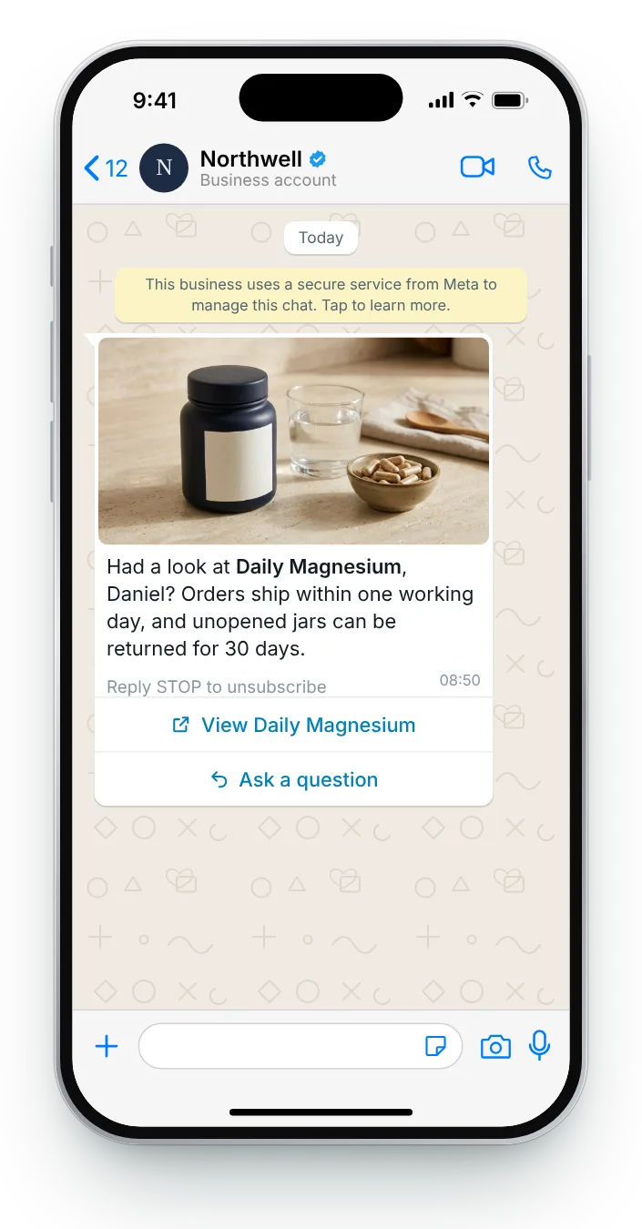 Answer the first-order doubts: WhatsApp browse follow-up on an iPhone