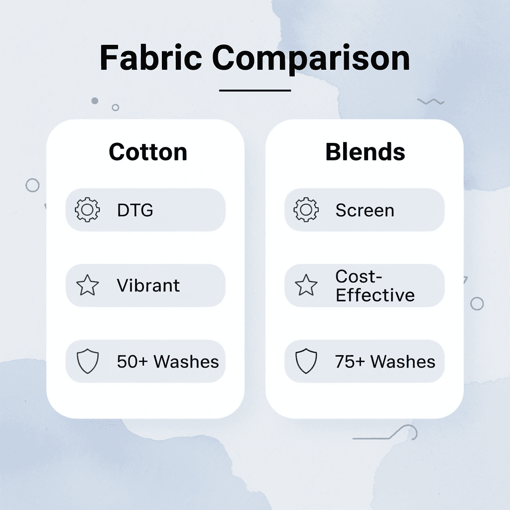 Comparison chart of cotton versus cotton blend fabrics - How to Print a Picture on a Shirt