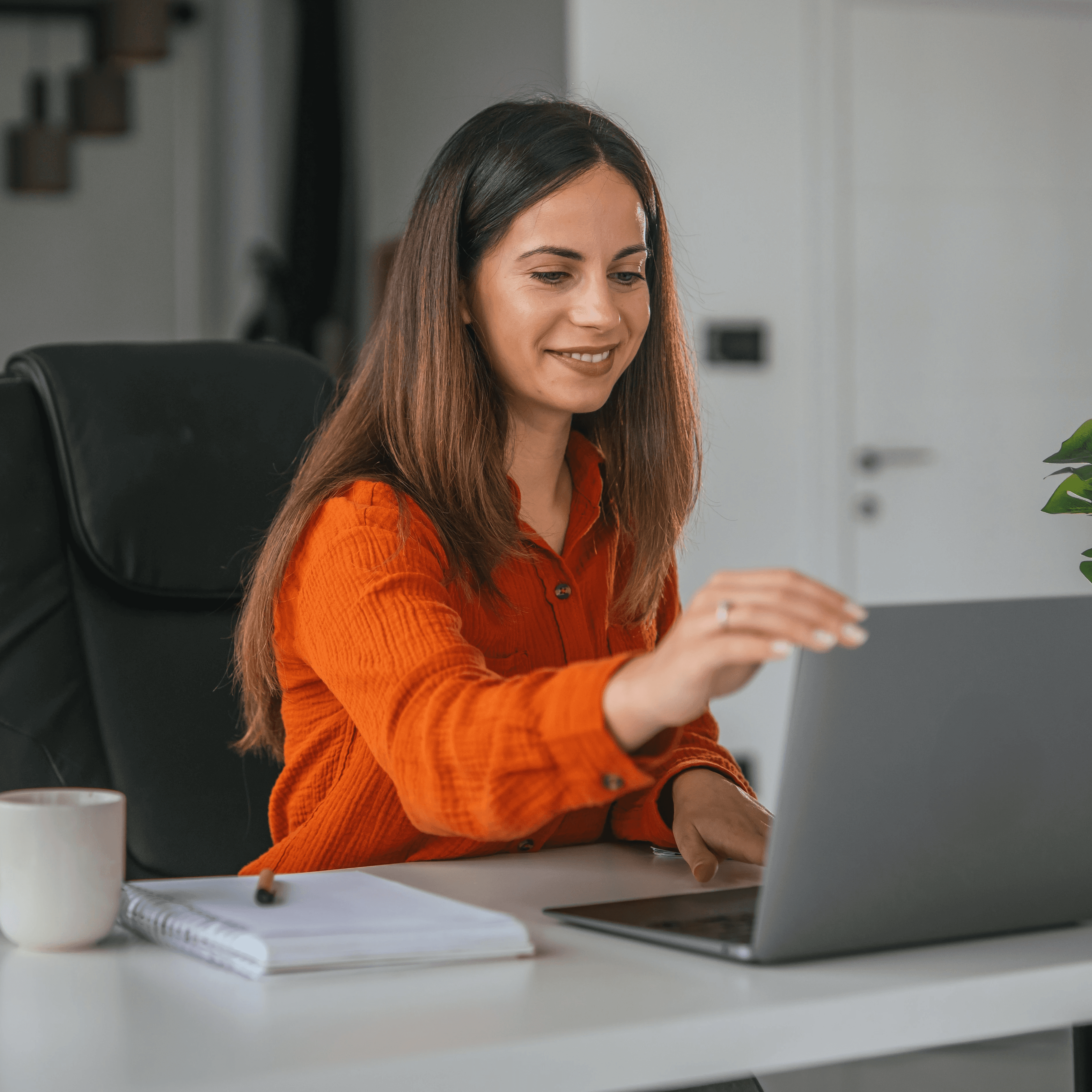 Woman working on laptop