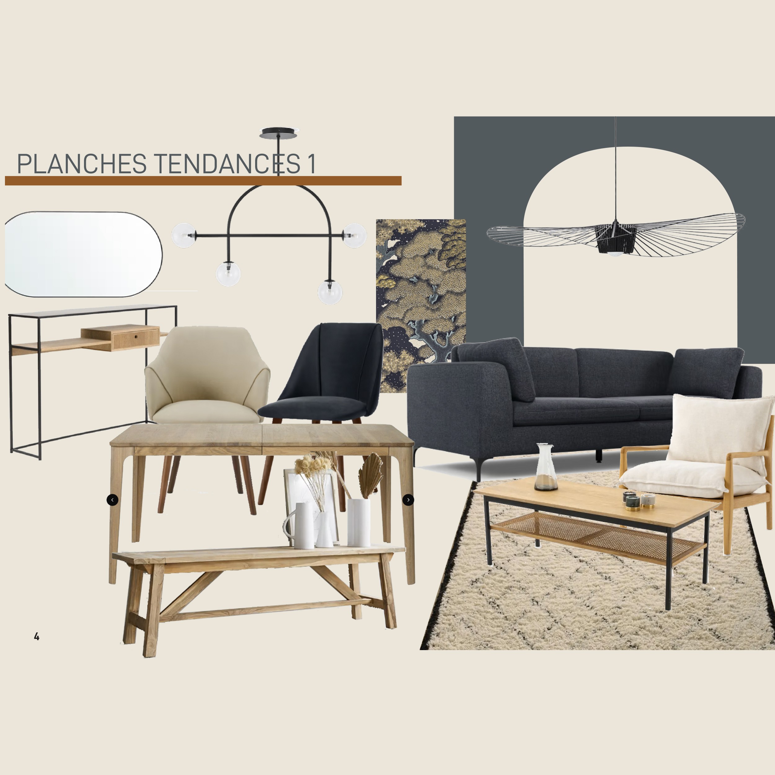 Planche de tendandes pour le mobilier et les couleurs.