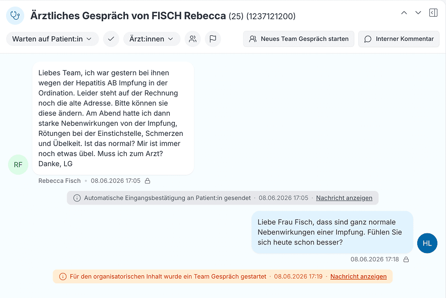 37.clinic Team Gespräch aus Ärztlichem Gespräch