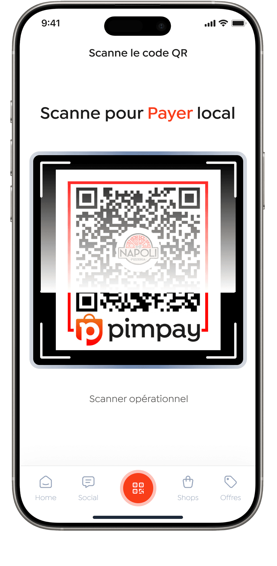 Bannière PimPay affichant un paiement de 25 CHF chez Atelier Fleur pour soutenir le commerce local.