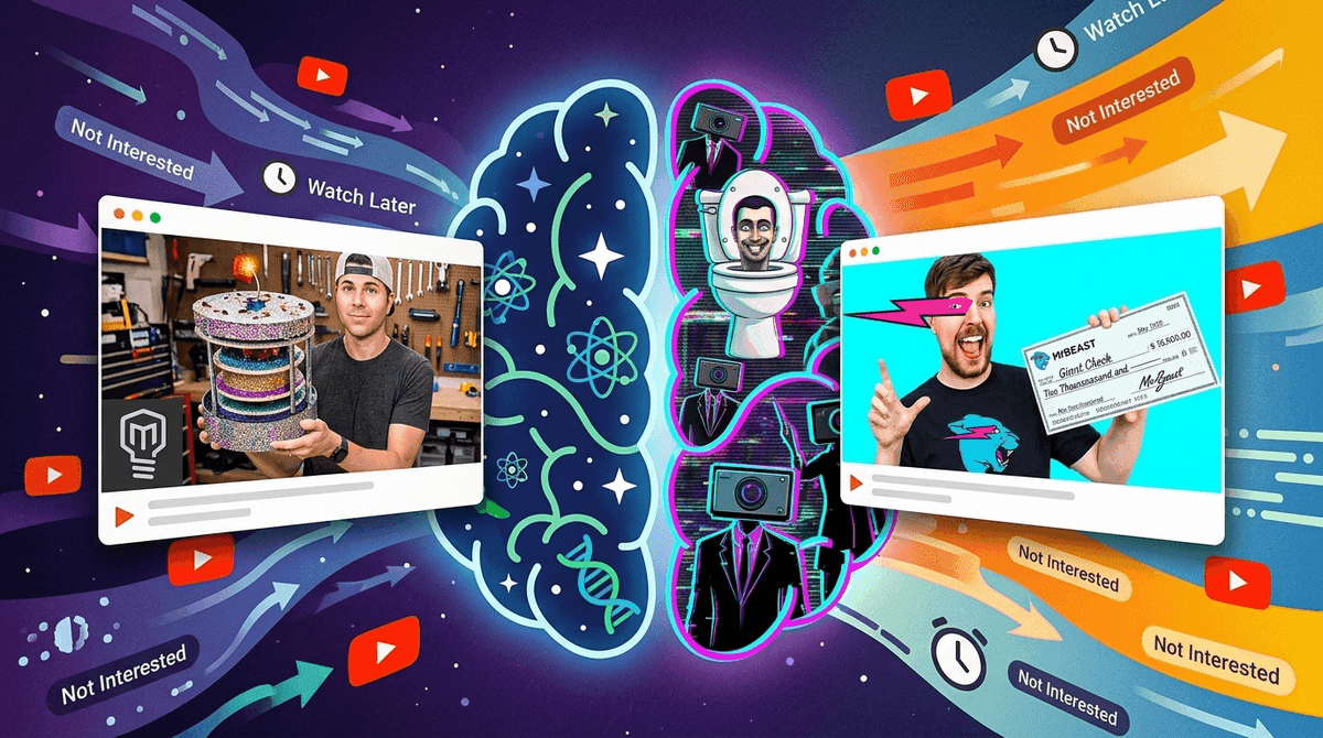 Illustration of human brain processing content - Brainrot Examples