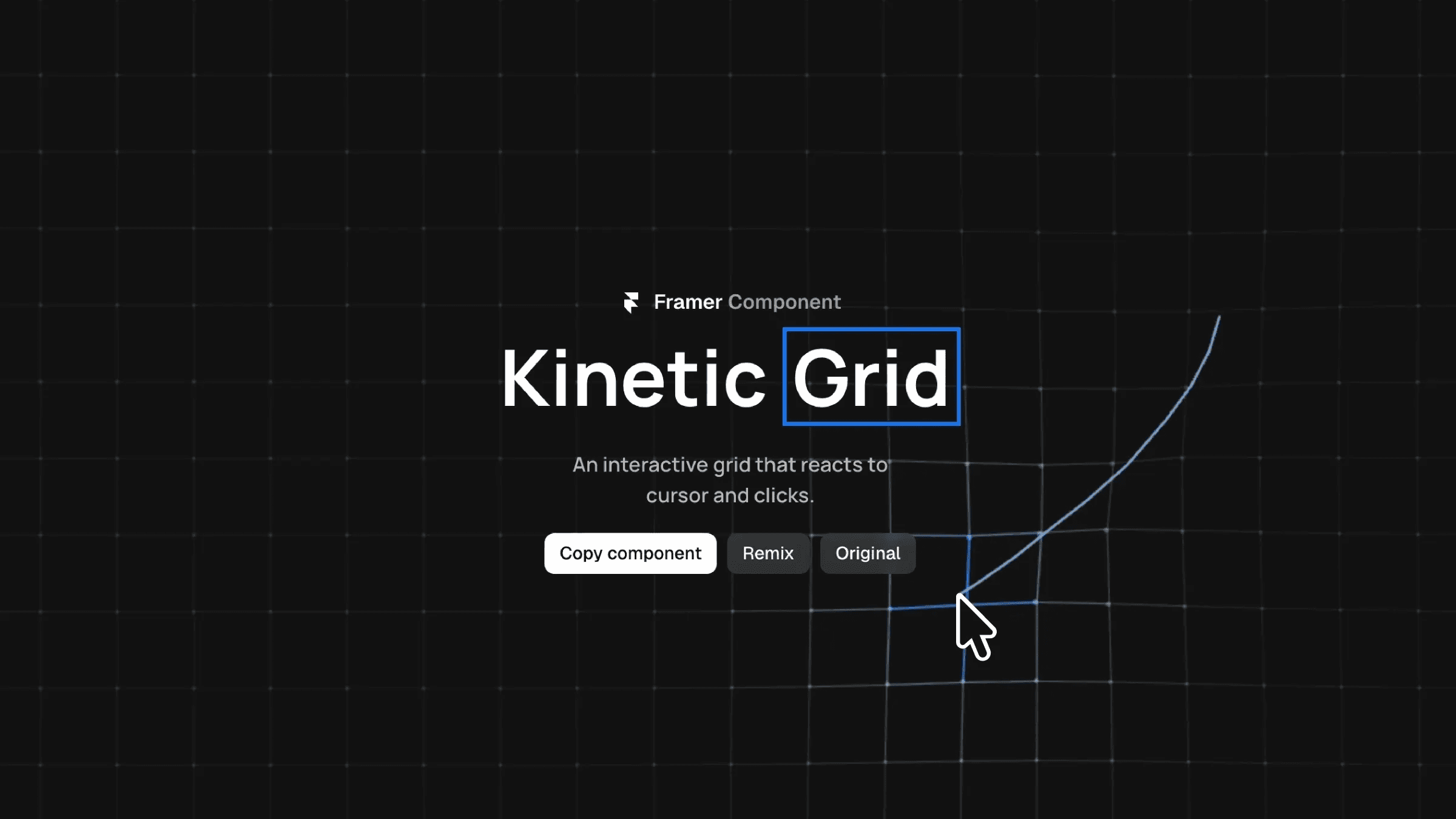 Framer Kinetic Grid interactive component reacting to cursor