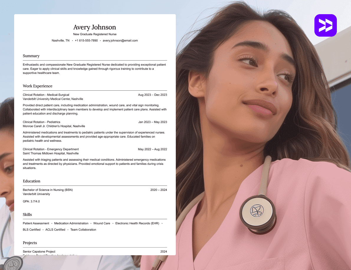 Registered nurse CV example in professional healthcare setting