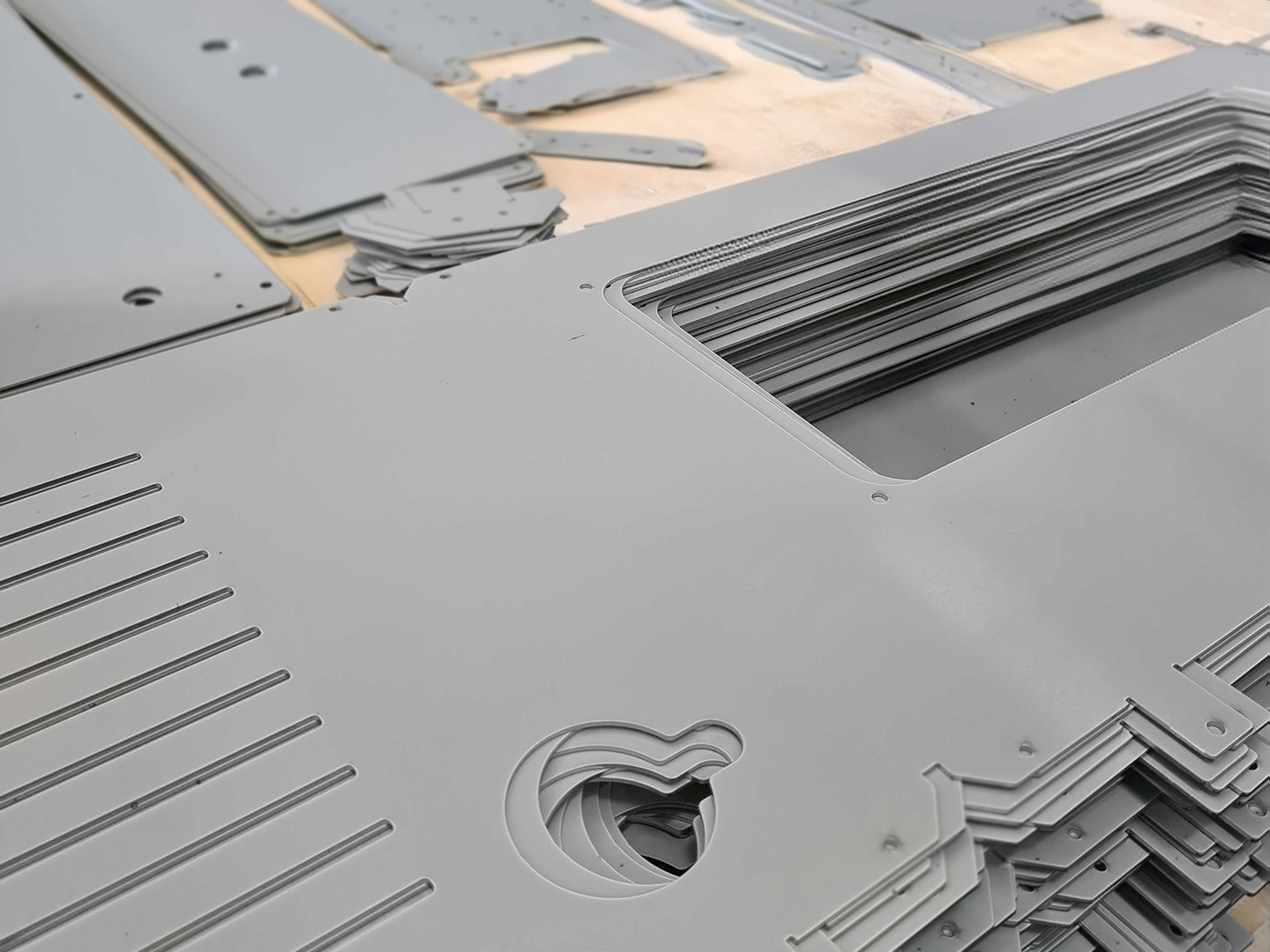 Sheet metal flat laser cut component in manufacturing process for ANZ self-serve kiosk