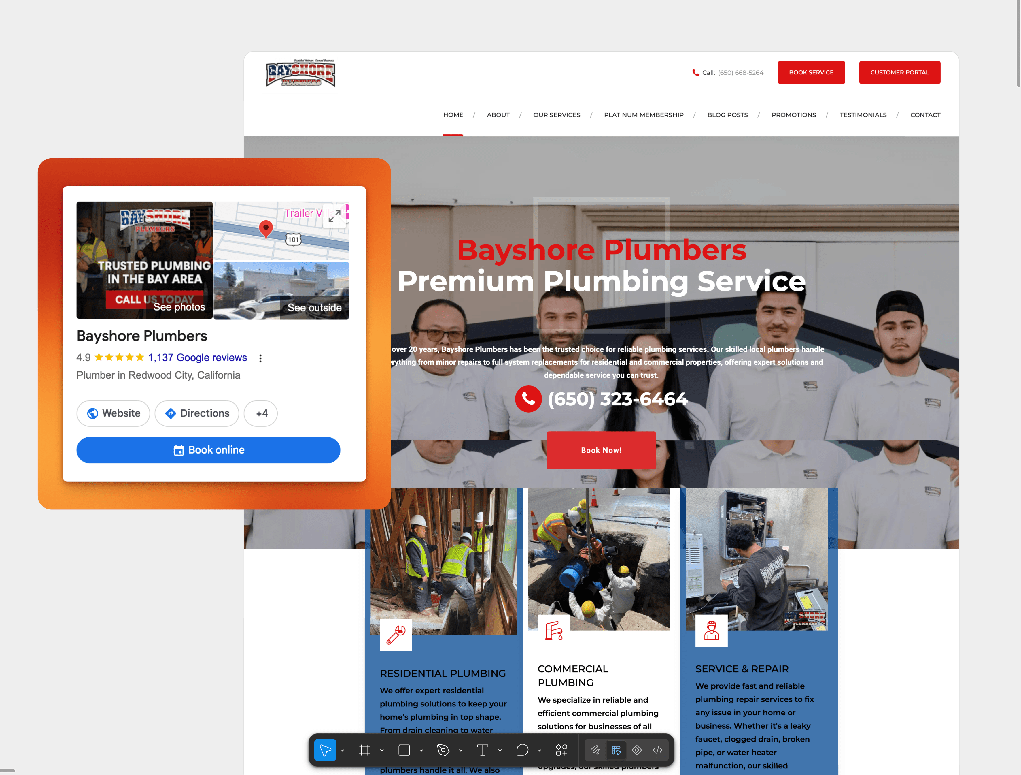 Bayshore Plumbers website before its redesign