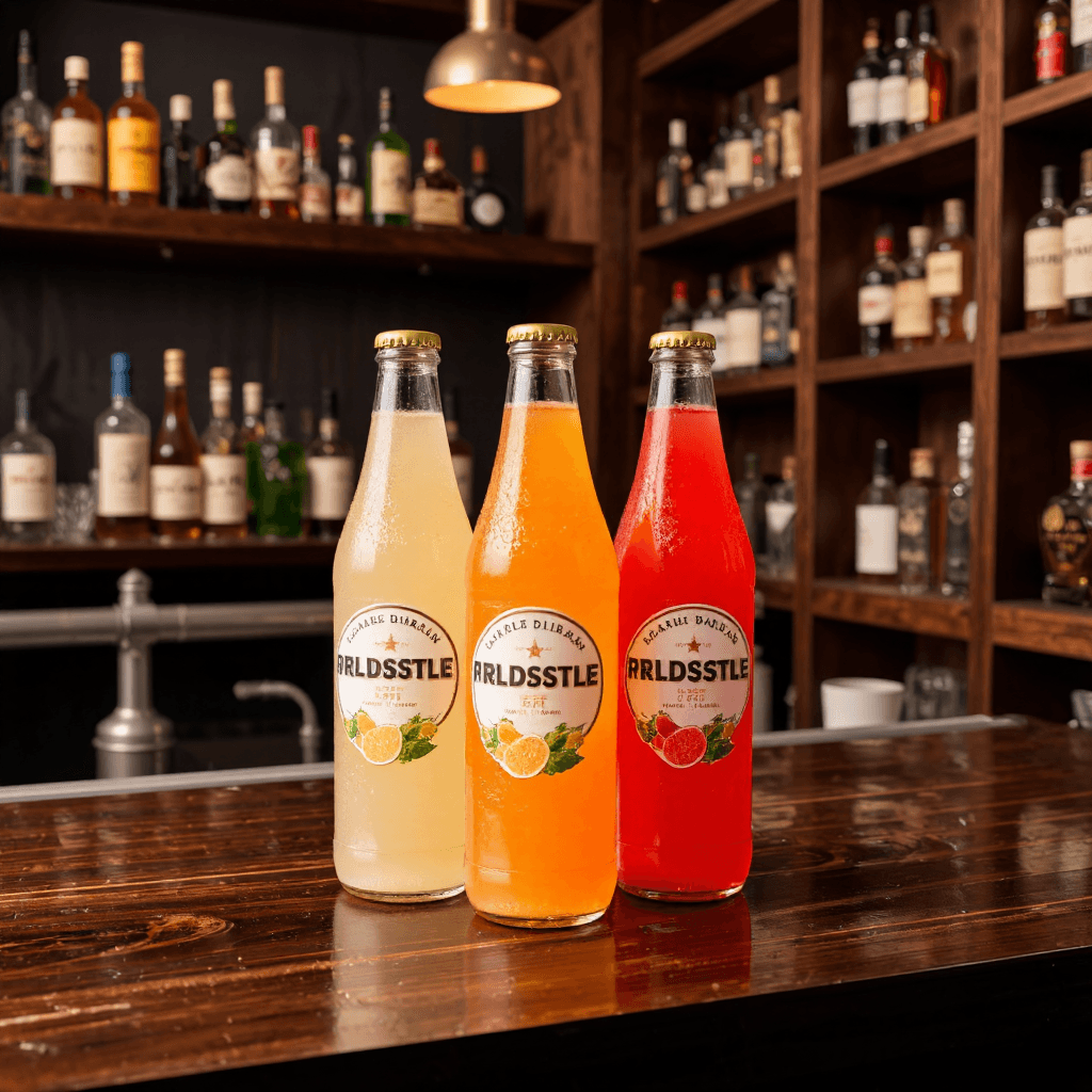 product photography of a set of flavored soft drink bottles