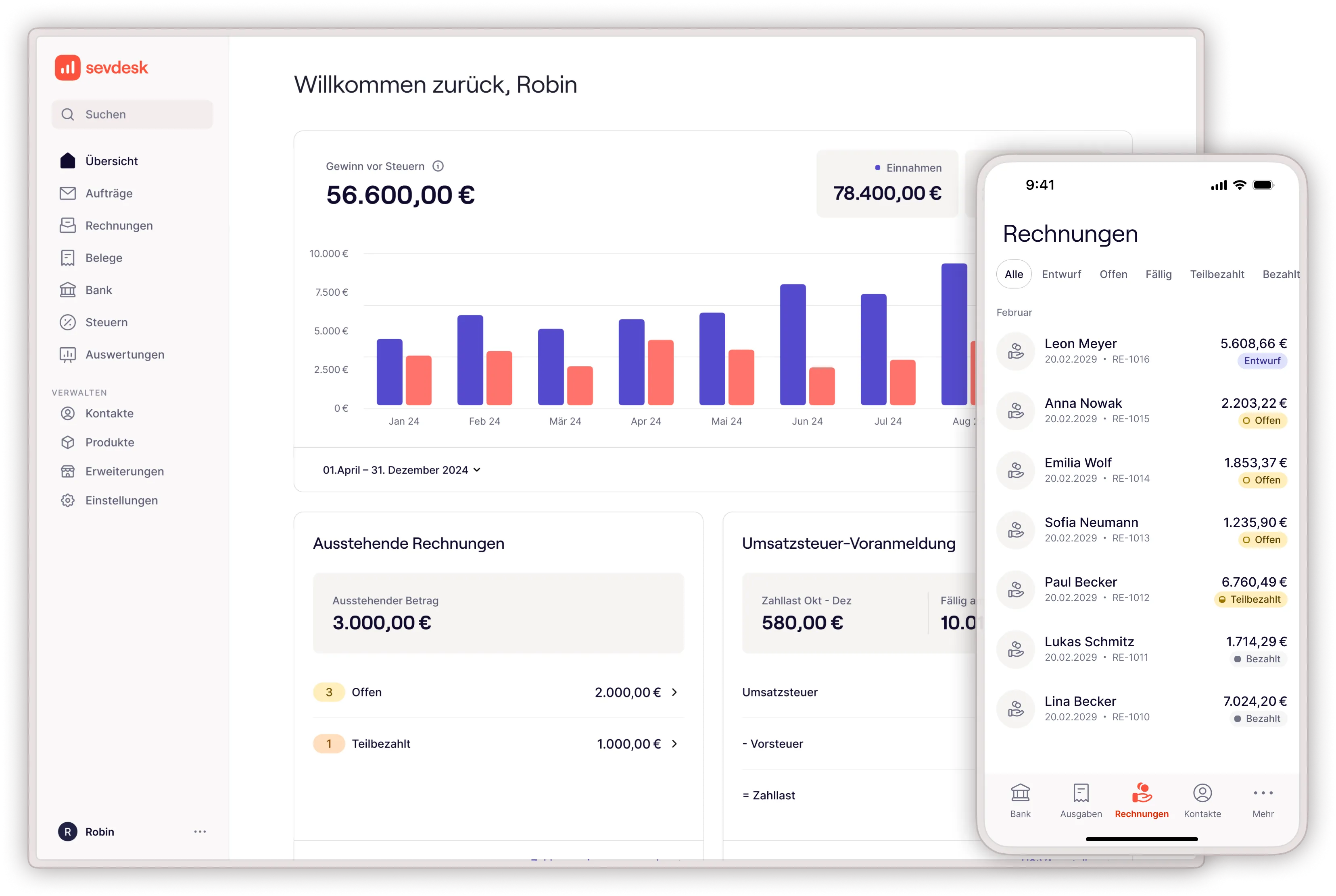 Ein moderner Blick auf die digitale Buchhaltung – Rechnungen, Belege und Diagramme werden übersichtlich dargestellt.