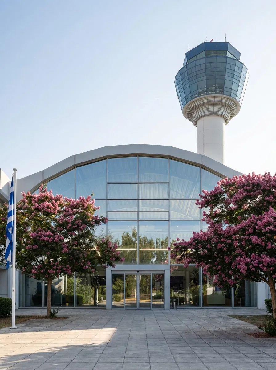 Exterior view of the Hellenic Civil Aviation Authority building in Greece.