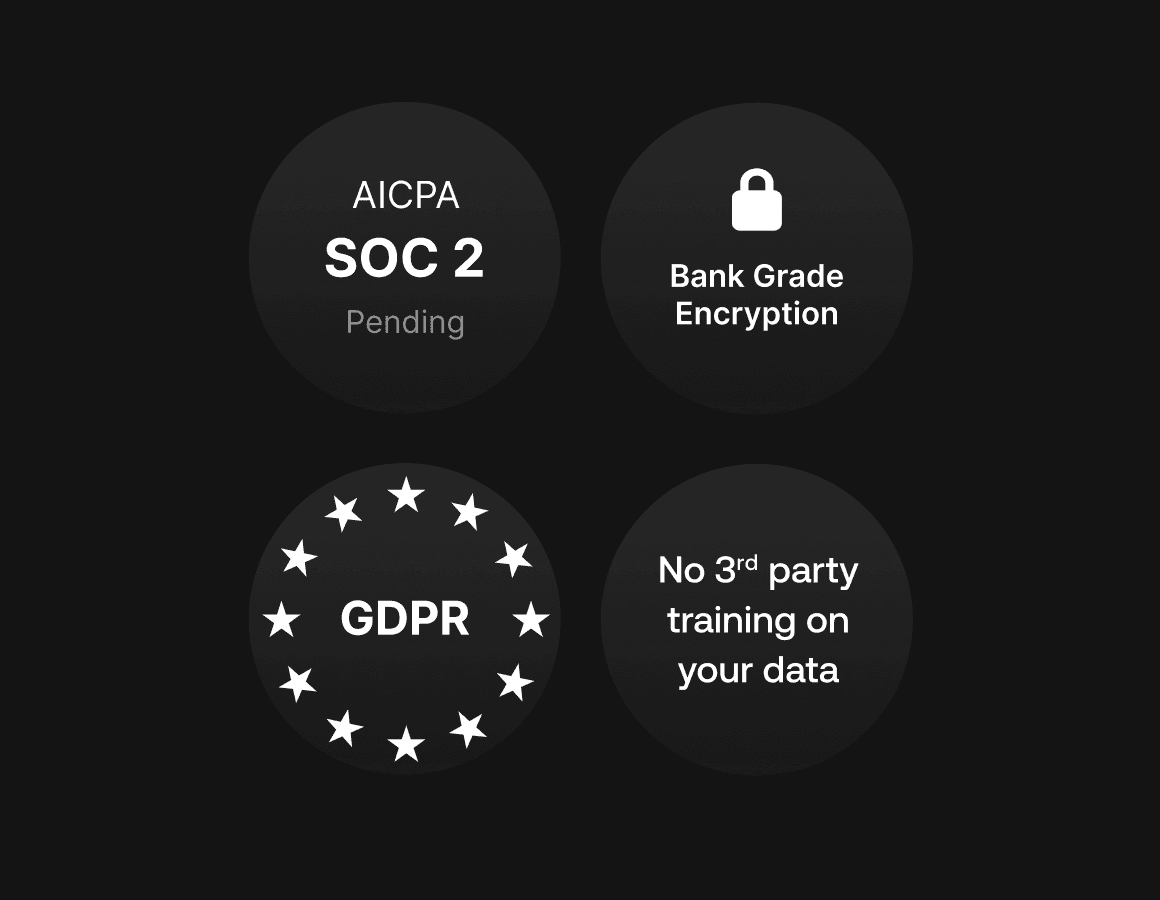 Catapult is secure by design. With SOC2, GDPR, Bank Grade encryption and no third part training on your data