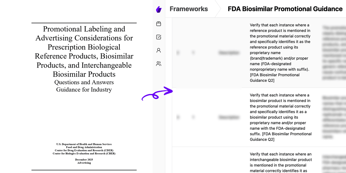 Signify generated checklist for biosimilar promotion guidance