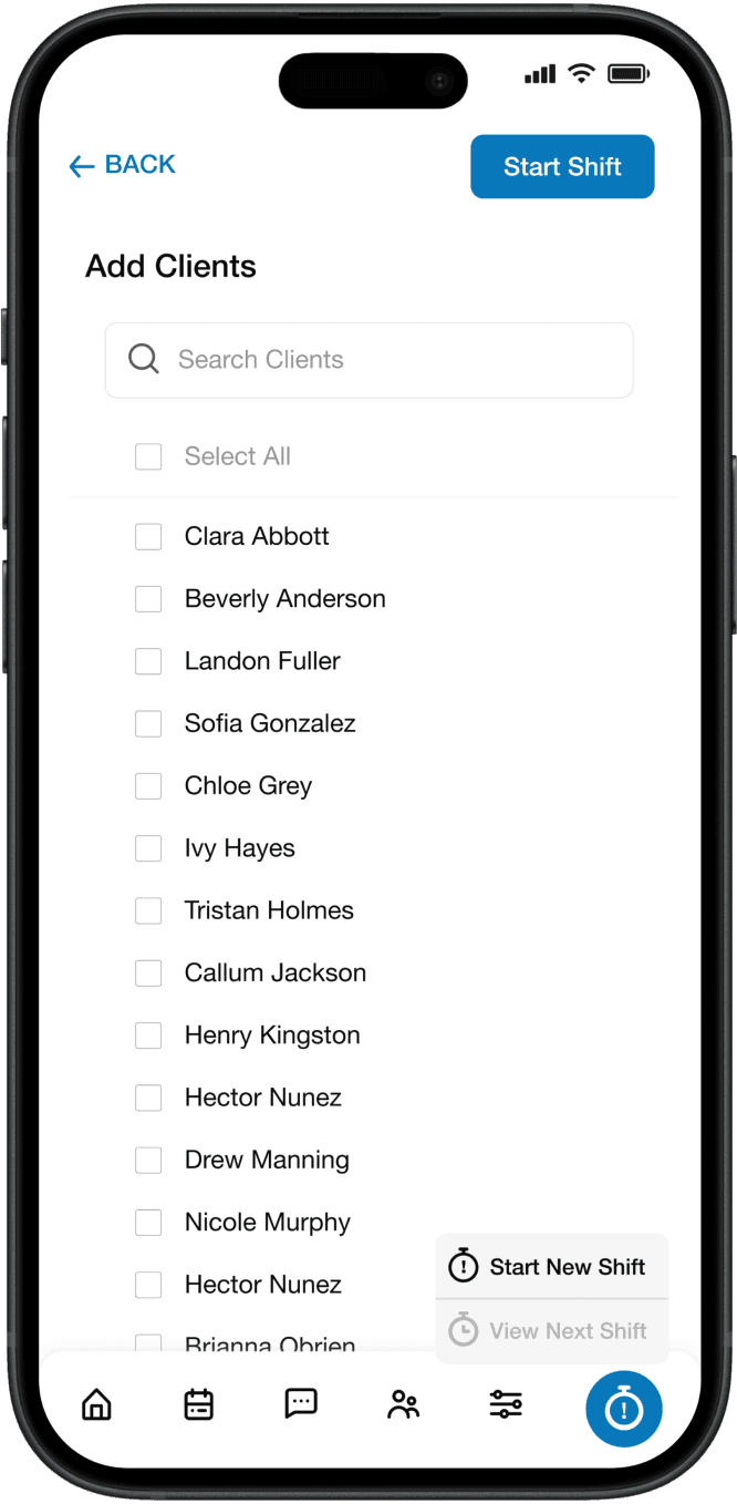Impromptu shifts in mobile app.