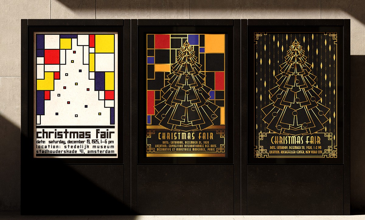 Image of three posters on monolith displays