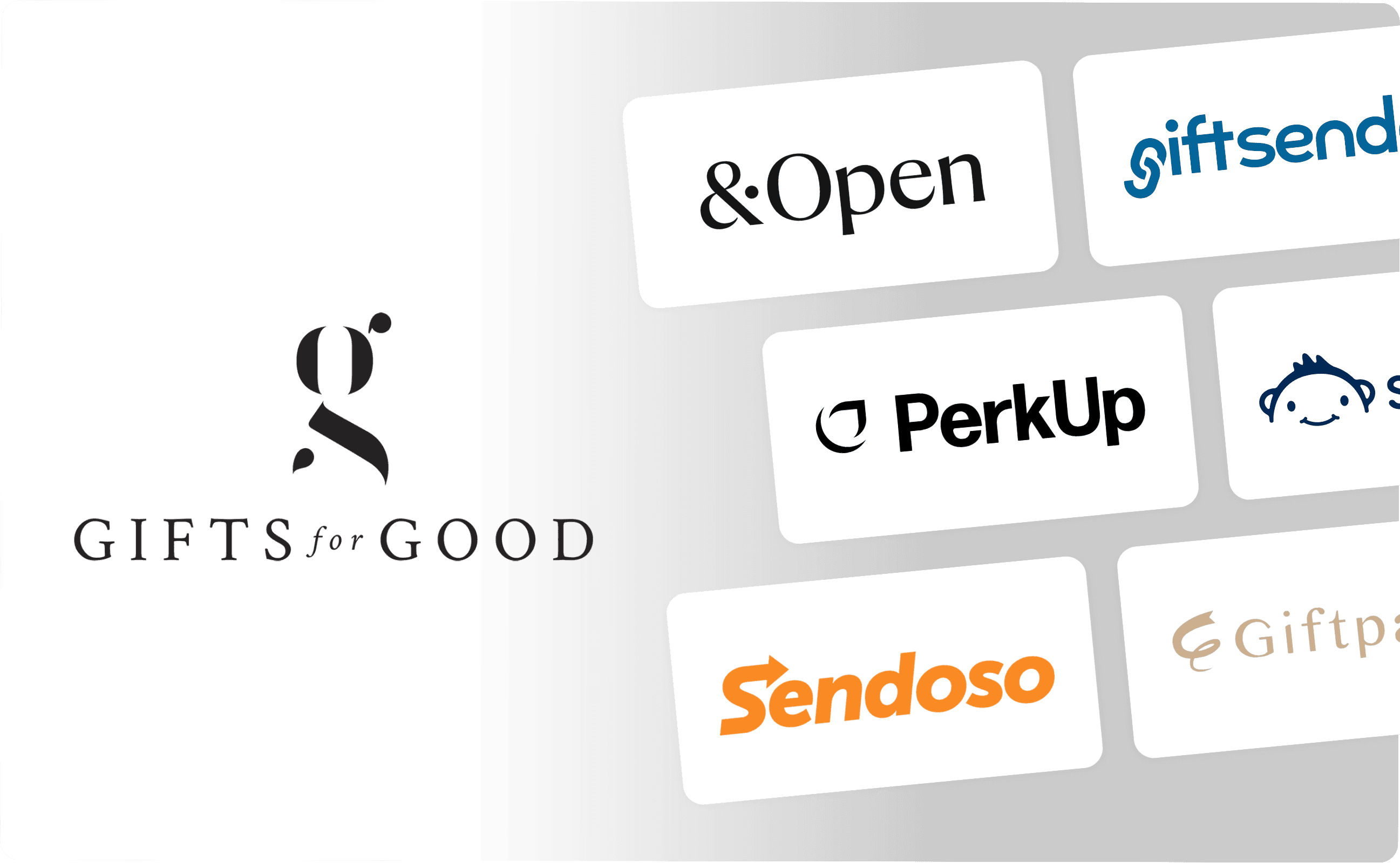 Gifts for Good alternatives that include &Open, Giftsenda, PerkUp, Snappy, Sendoso, and Giftpack.