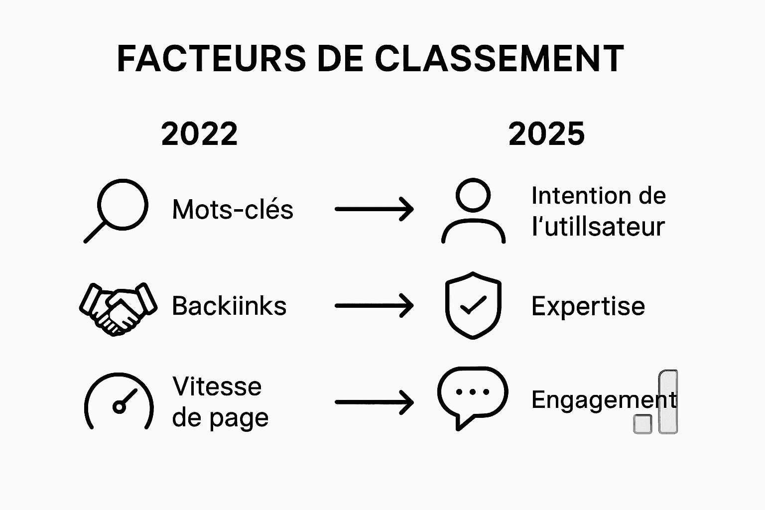 Infographie : les principaux critères qui influencent le positionnement SEO passés au crible