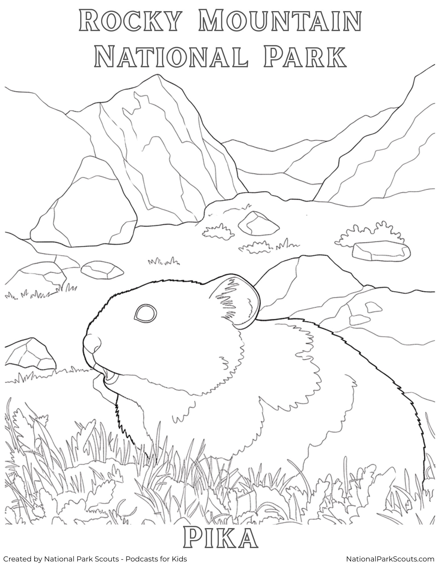 Pika coloring page - Rocky Mountain National Park
