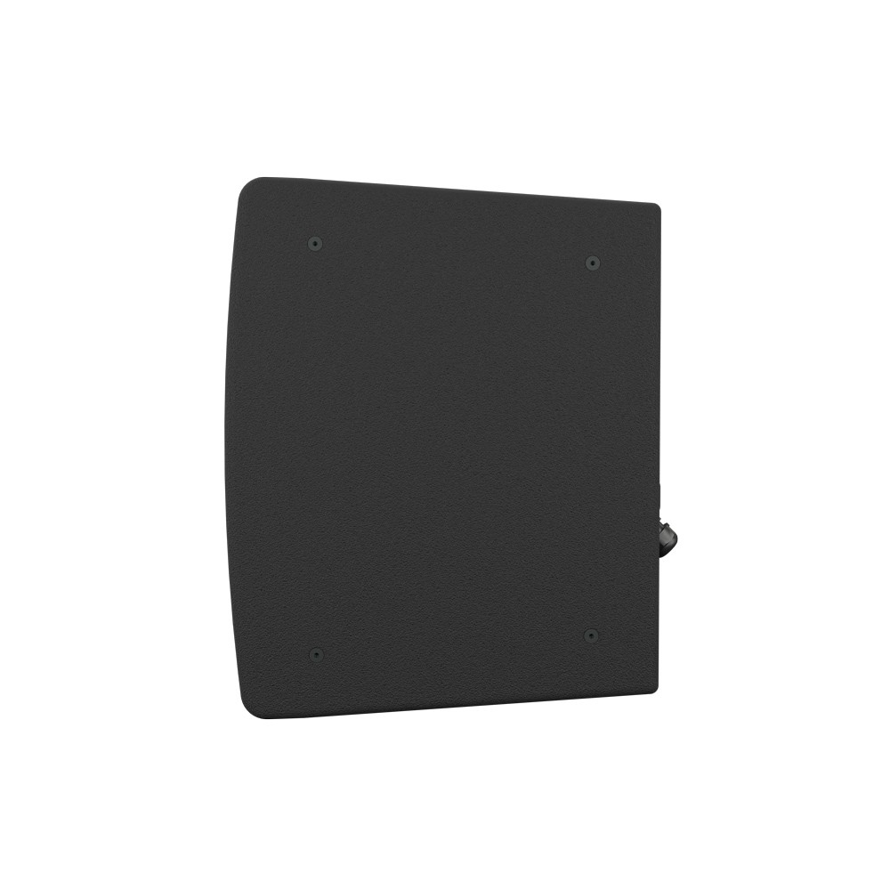 Black speaker cabinet with visible mounting holes.