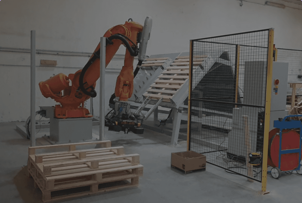 A robot palletizer