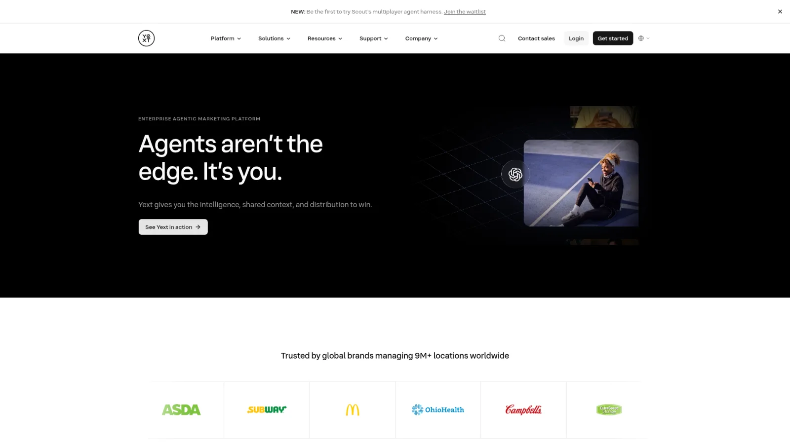 Yext enterprise listings platform homepage