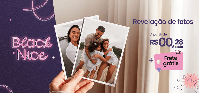 Banner promocional, Revelação de fotos a partir de vinte e sete centavos cada foto + frete grátis
