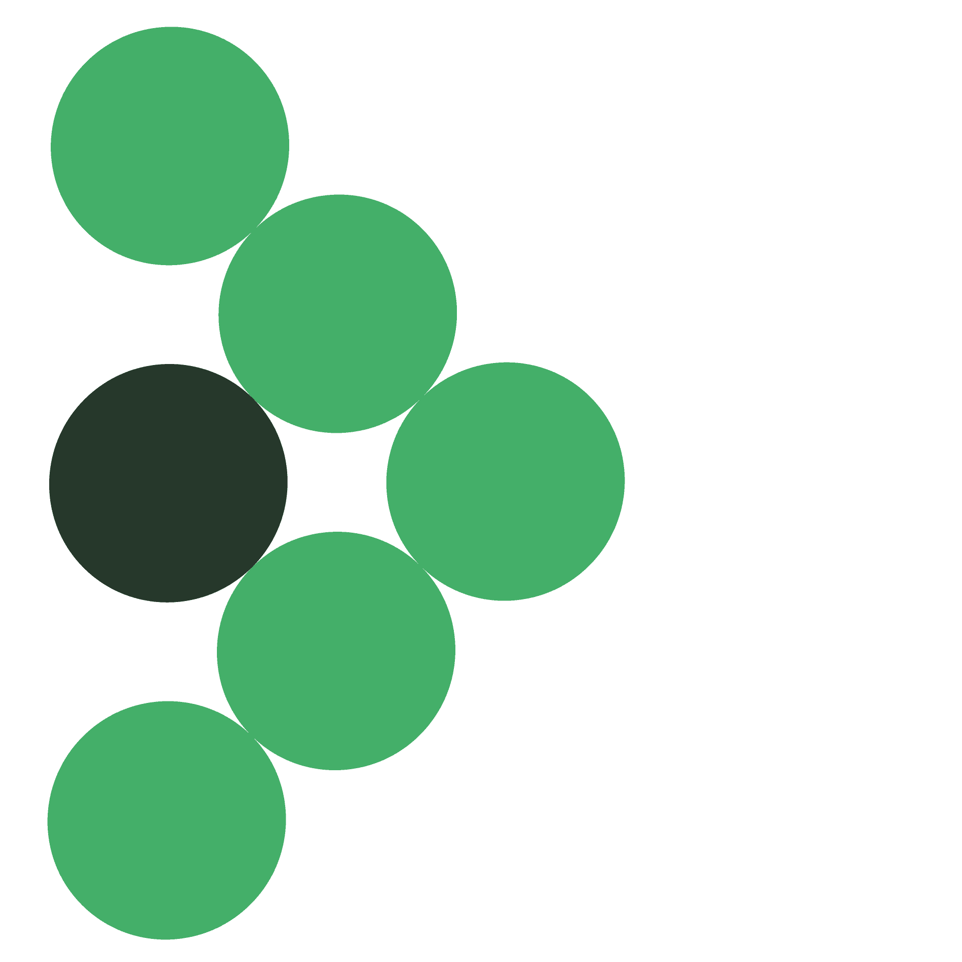 Abstract pattern of green circles with one darker circle among them