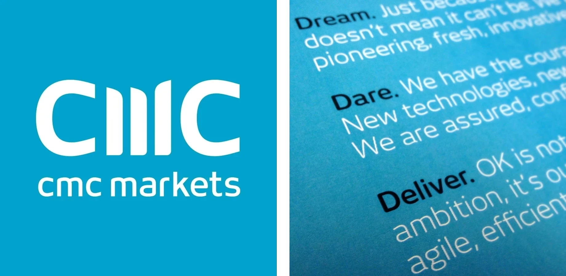 CMC logo in various colours, text saying 'Dare Dream Deliver'
