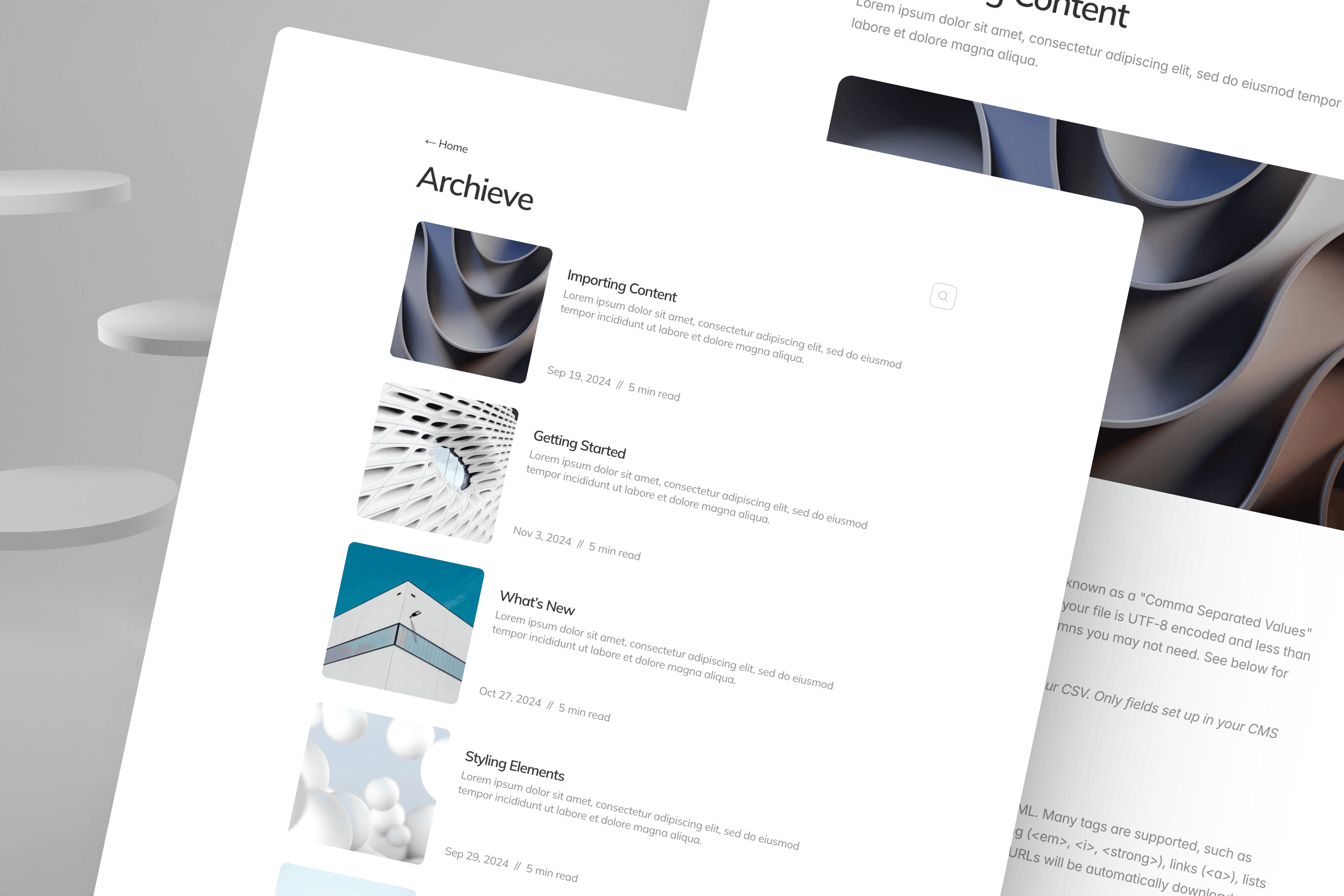 Archieve design for a free blog template in Framer