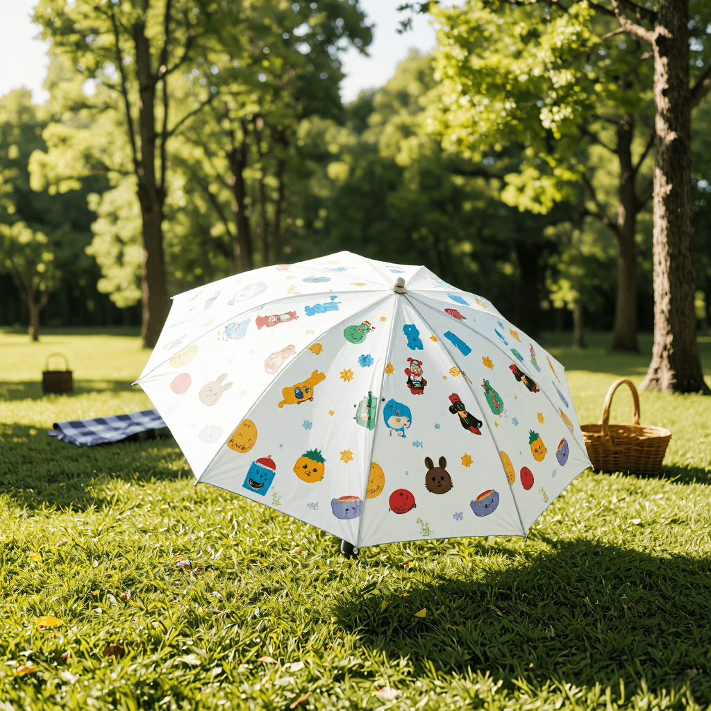 product photography of a patterned umbrella
