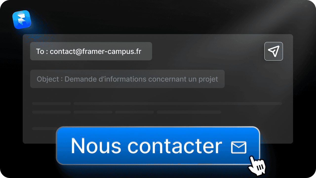 Exemple de lien email cliquable dans Framer avec ouverture du client de messagerie