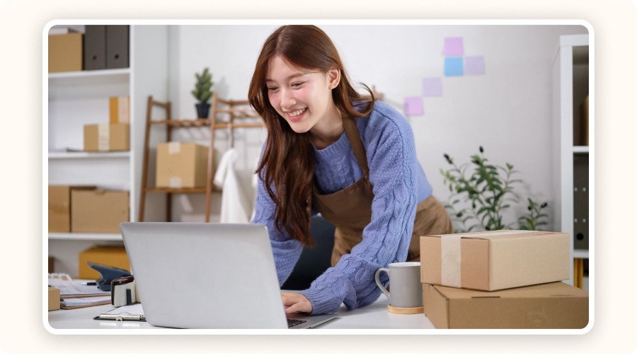 Entrepreneur working on a laptop