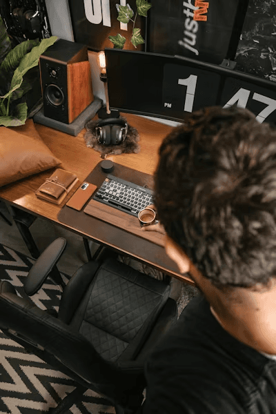 Portrait of portfolio creator – back view