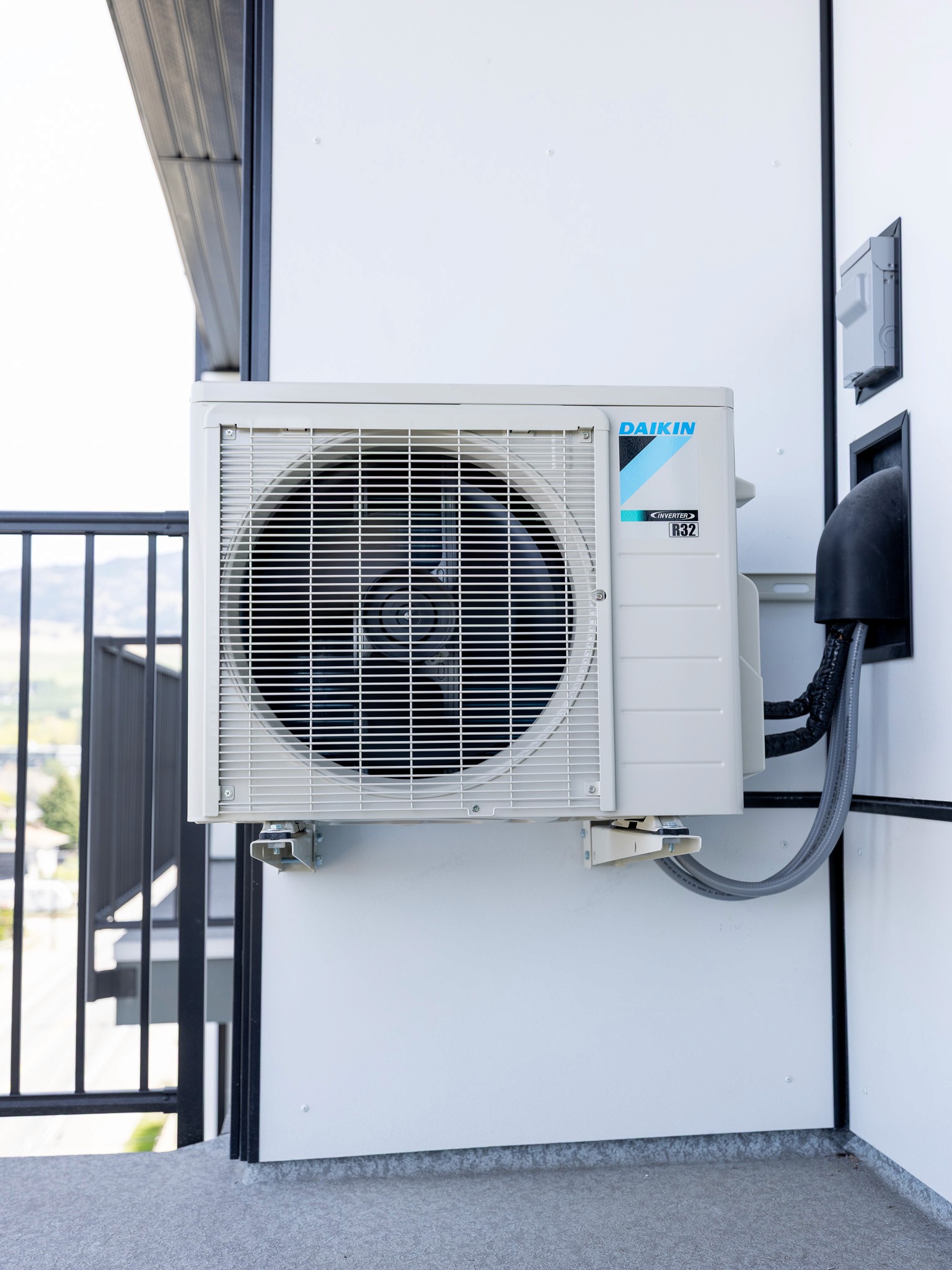Daikin HVAC unit installed on a building in Chilliwack, Fraser Valley, British Columbia for plumbing and HVAC.