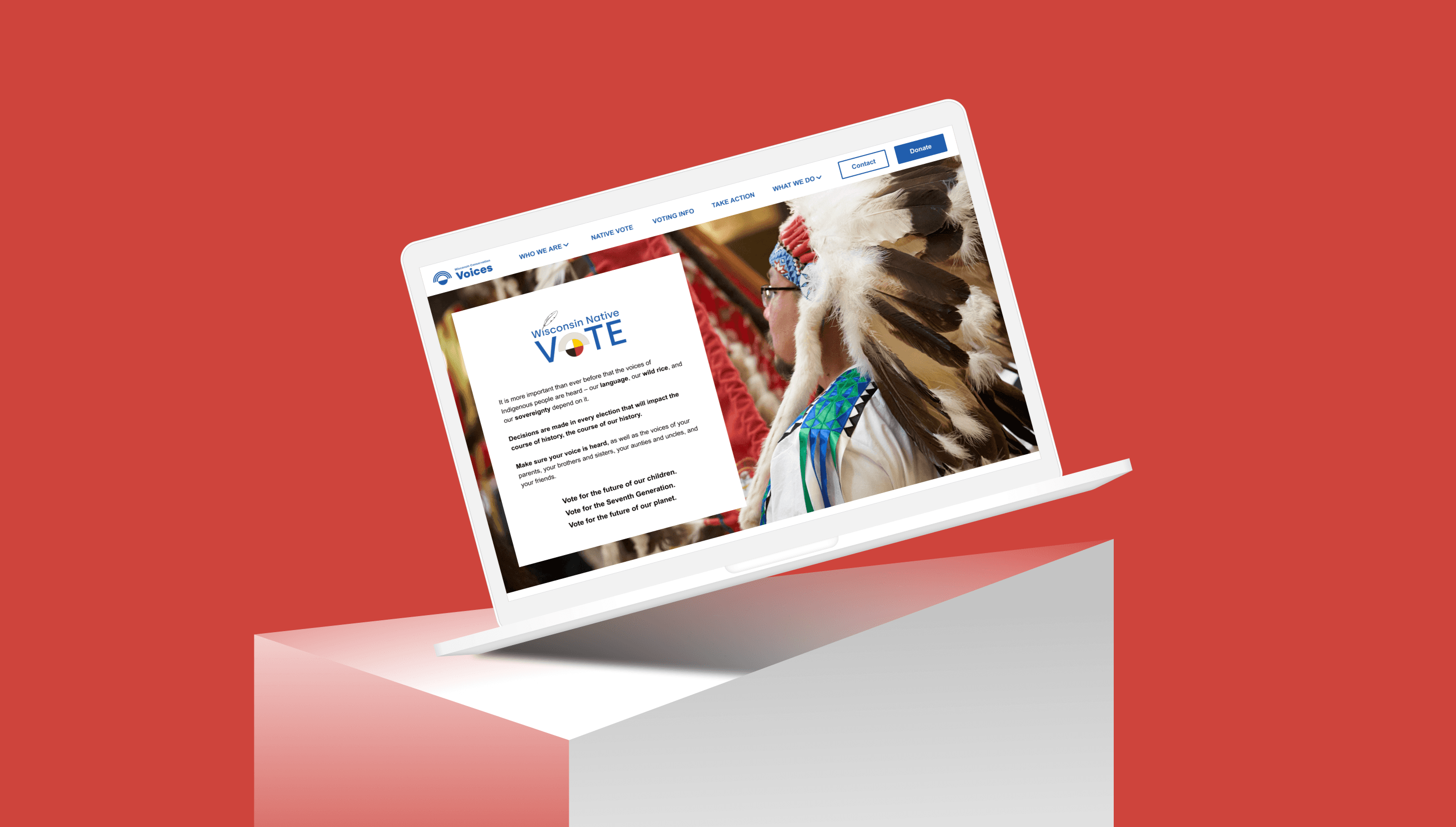 Laptop with new website design on display -- diagonal display